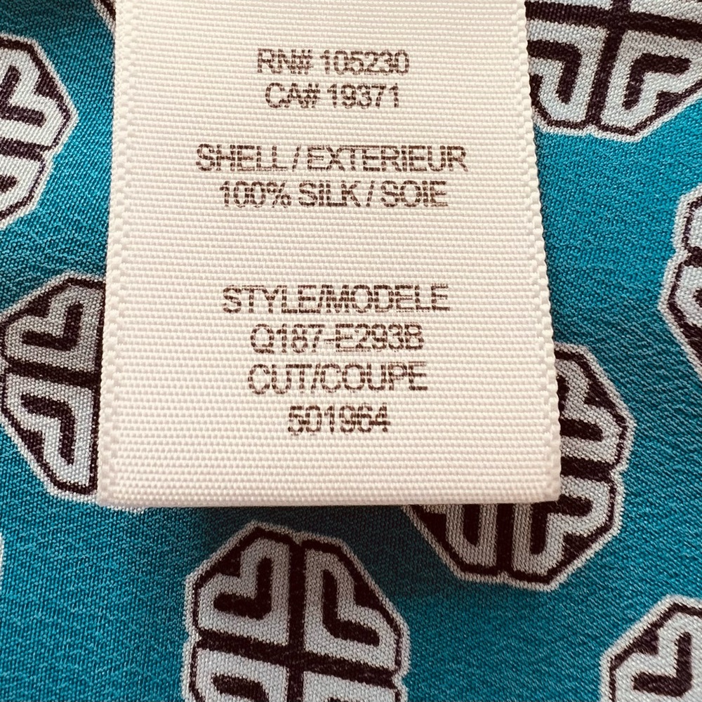 Equipment Femme Silk Teal Geometric Print Long-Sleeve Blouse Size Medium - Picture 7 of 8